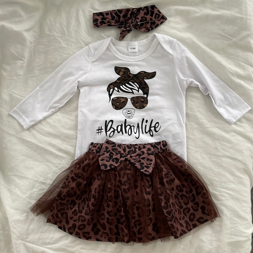 Baby Girl 3 piece Cheetah print Set